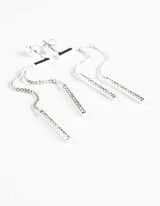 Ohrringe - Strasssteine - silberfarben