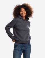 bluza z kapturem - prążkowane brzegi - ciemny szary