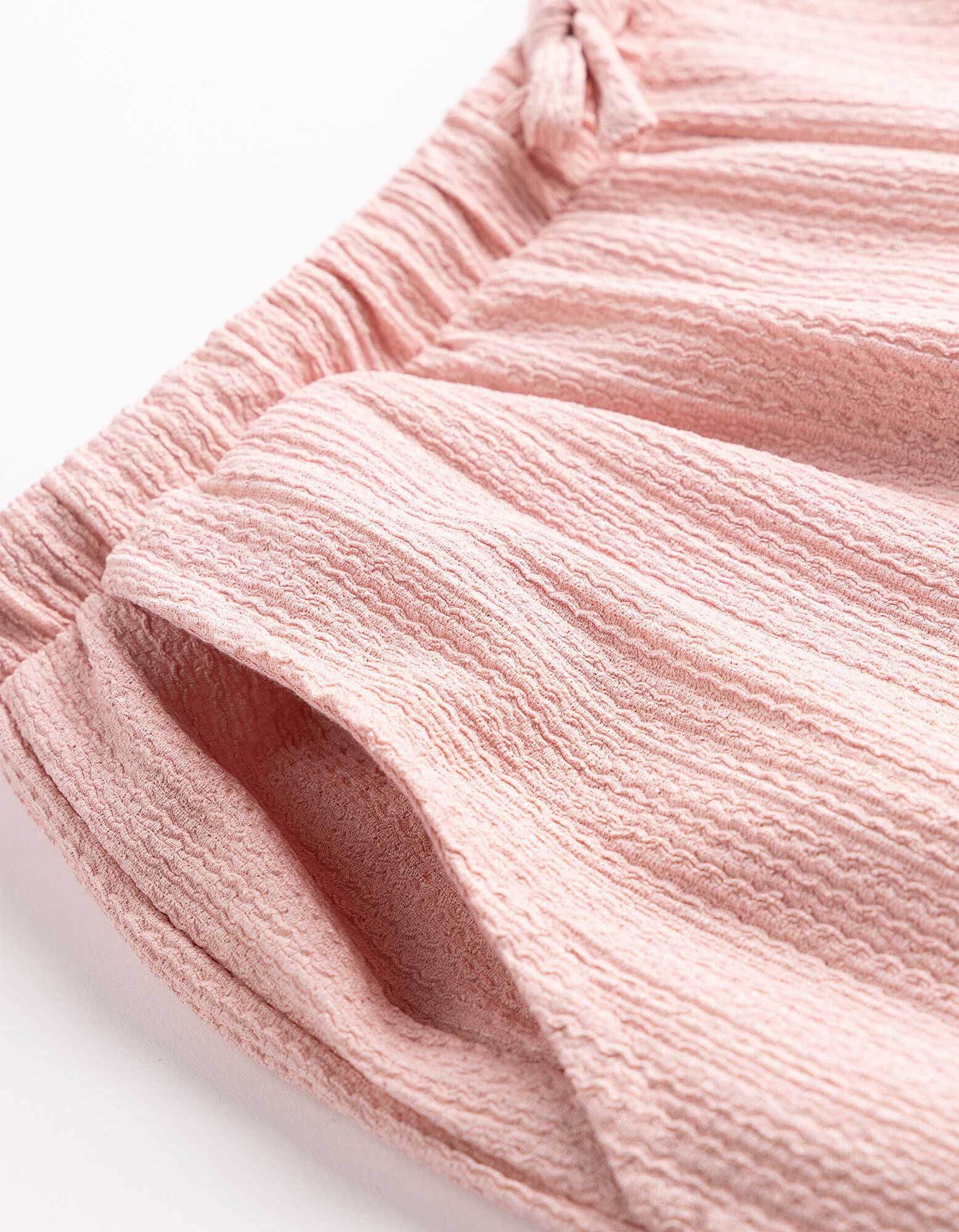 Pantalon - Structure gaufr&eacute;e - Rose