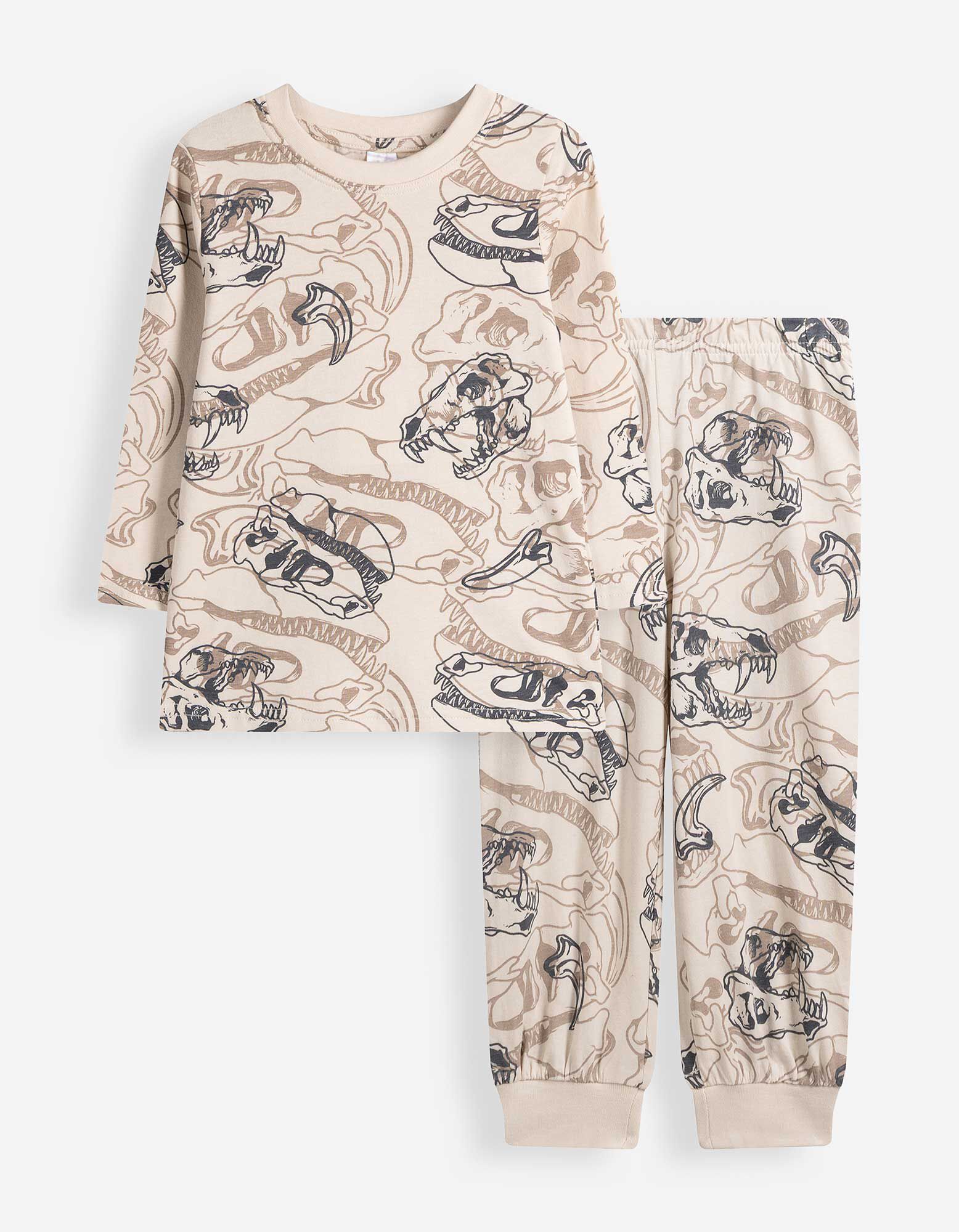 Pyjama set van shirt en broek - Motief all-over - Beige
