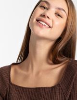 Majica dugih rukava - Me&scaron;avina viskoze - braon