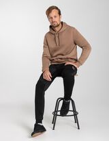 Pulover s kapuco - Me&scaron;anica bombaža - svetlo rjava