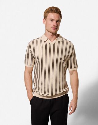 Poloshirt - Streifen - beige