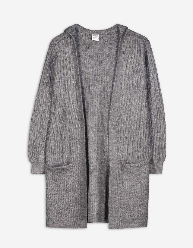 Longcardigan - Rippstrick - grau