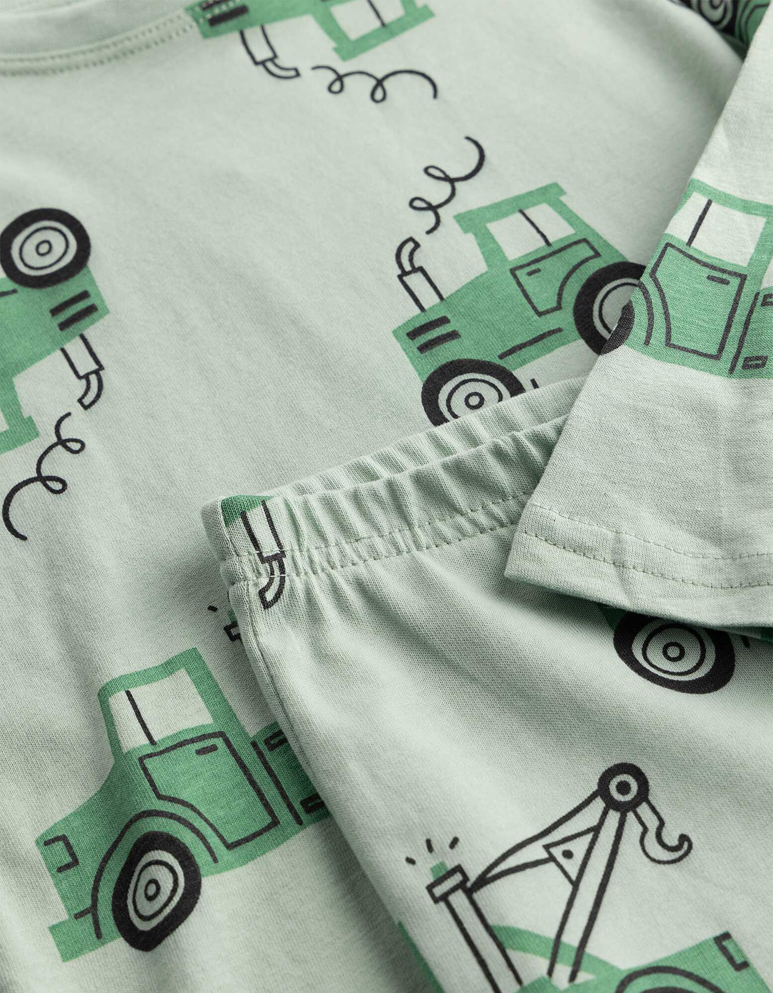Pyjama Set aus Shirt und Hose - Allover-Muster - Dunkelgr&uuml;n