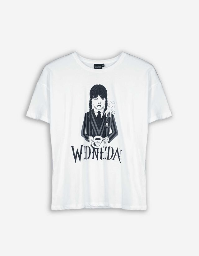 T-shirt - Wednesday - wit