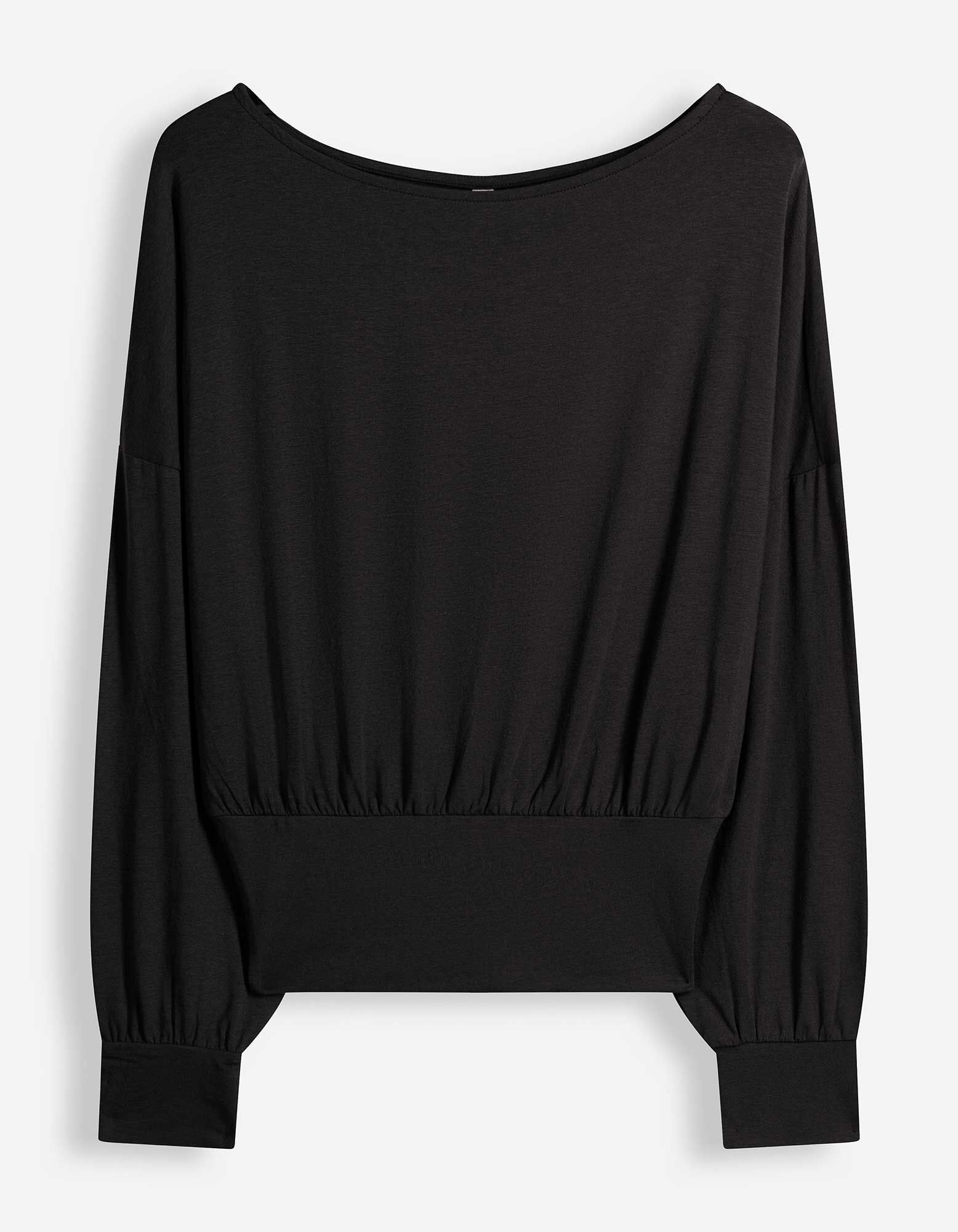 Langarmshirt - Modal-Anteil - Schwarz