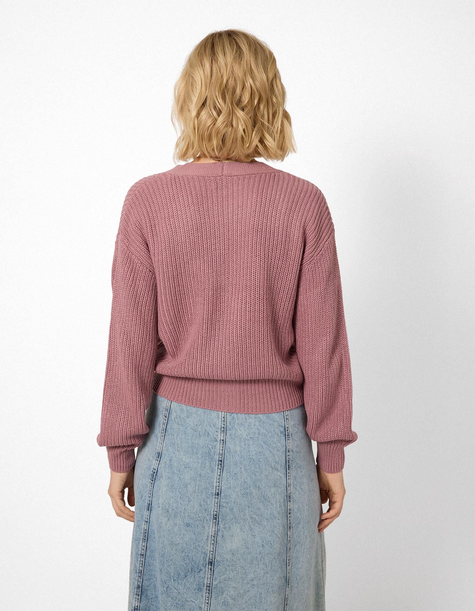 Gebreid vest - Knoopsluiting - Bessenrood