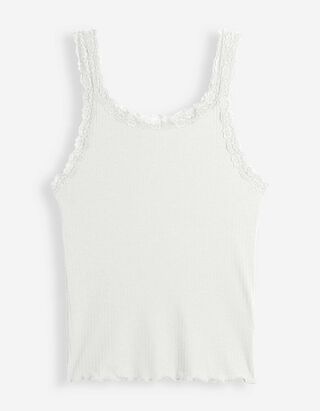 Tanktop - Spitzenbesatz - Off-White