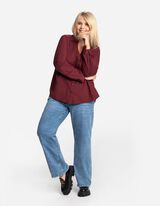 bluzka koszulowa - kieszeń na piersi - ciemny czerwony