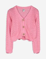 Cardigan - Lochstrick - pink