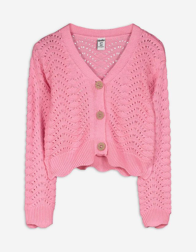 Cardigan - Lochstrick - pink