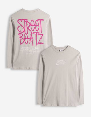 Longsleeve - Afdrukken achteraan - lichtgrijs