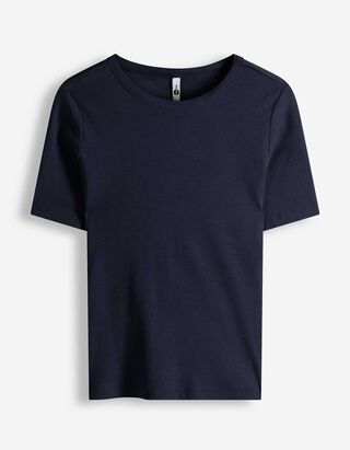 T-Shirt - Rippenstruktur - dunkelblau