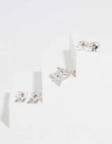 kolczyki - 3 szt. w opakowaniu - srebrny