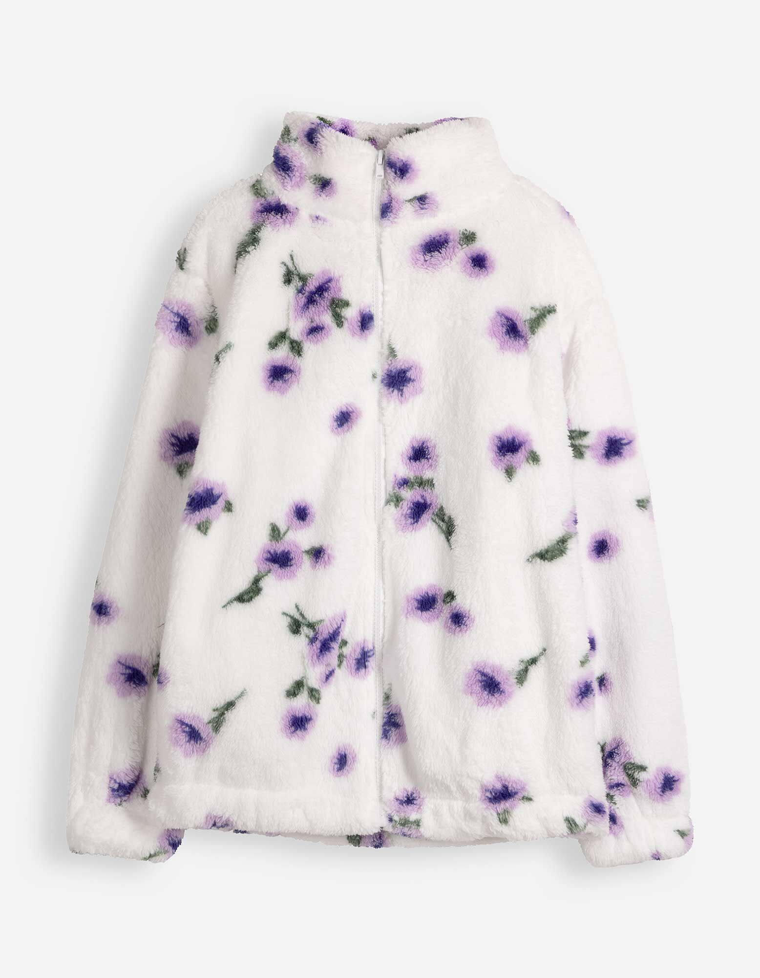 Sweatjacke - Pl&uuml;sch - Off-White