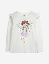 Set aus Shirt und Rock - Glitzerprint - weiß