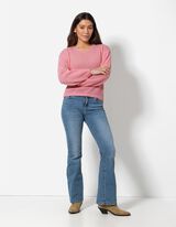 Pleteni pulover - V-izrez - roze