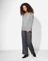 Pulóver - V-kivágás - vilagos szurke