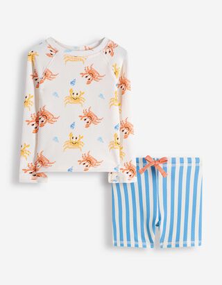 Set aus UV-Shirt und UV-Hose - Allover-Print - wei&szlig;