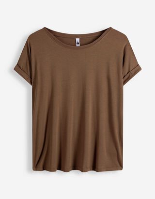 T-Shirt - Viskose-Mix - hellbraun