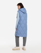 Długa kamizelka - kaptur z troczkiem - niebieski