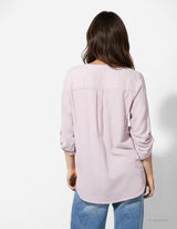 Blusenshirt - Leinen-Mix - rosa