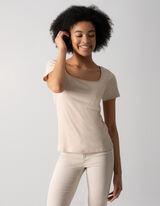 T-shirt - Scollo squadrato - beige