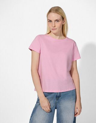 T-Shirt - Rundhals-Ausschnitt - rosa