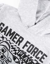 Bluză cu glugă - Imprimare frontală - Gri