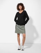 Žebrovaný pletený svetr - V výstřih - cerná