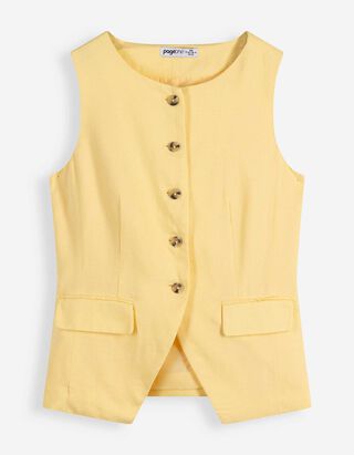 Weste - Leinen-Optik - hellgelb