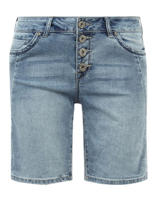 Damen Stone Washed Jeansshorts mit Knopfleiste