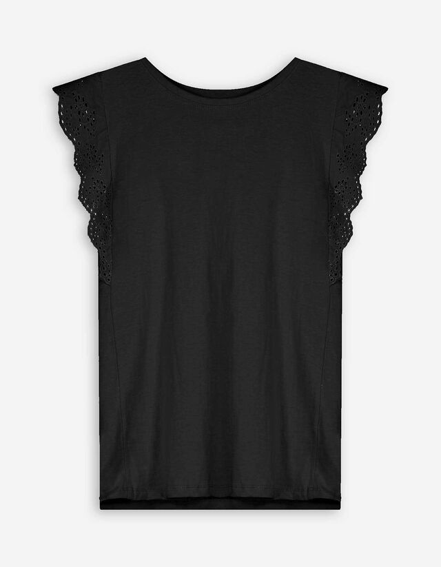 T-Shirt - Lochspitze - schwarz