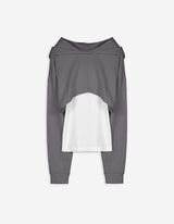 set van cropped hoodie en top - kort - donkergrijs