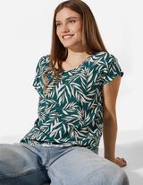 Bluse - Allover-Print - dunkelgr&uuml;n