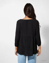 Halenkové tričko - Volány - cerná