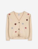 Strickjacke - Stickereien - beige