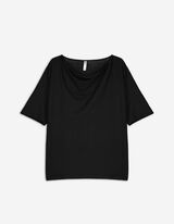 T-shirt - Watervalhals - zwart