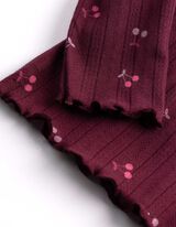 Tričko s dlouh&yacute;m ruk&aacute;vem - Pointelle - Tmavě červen&aacute;