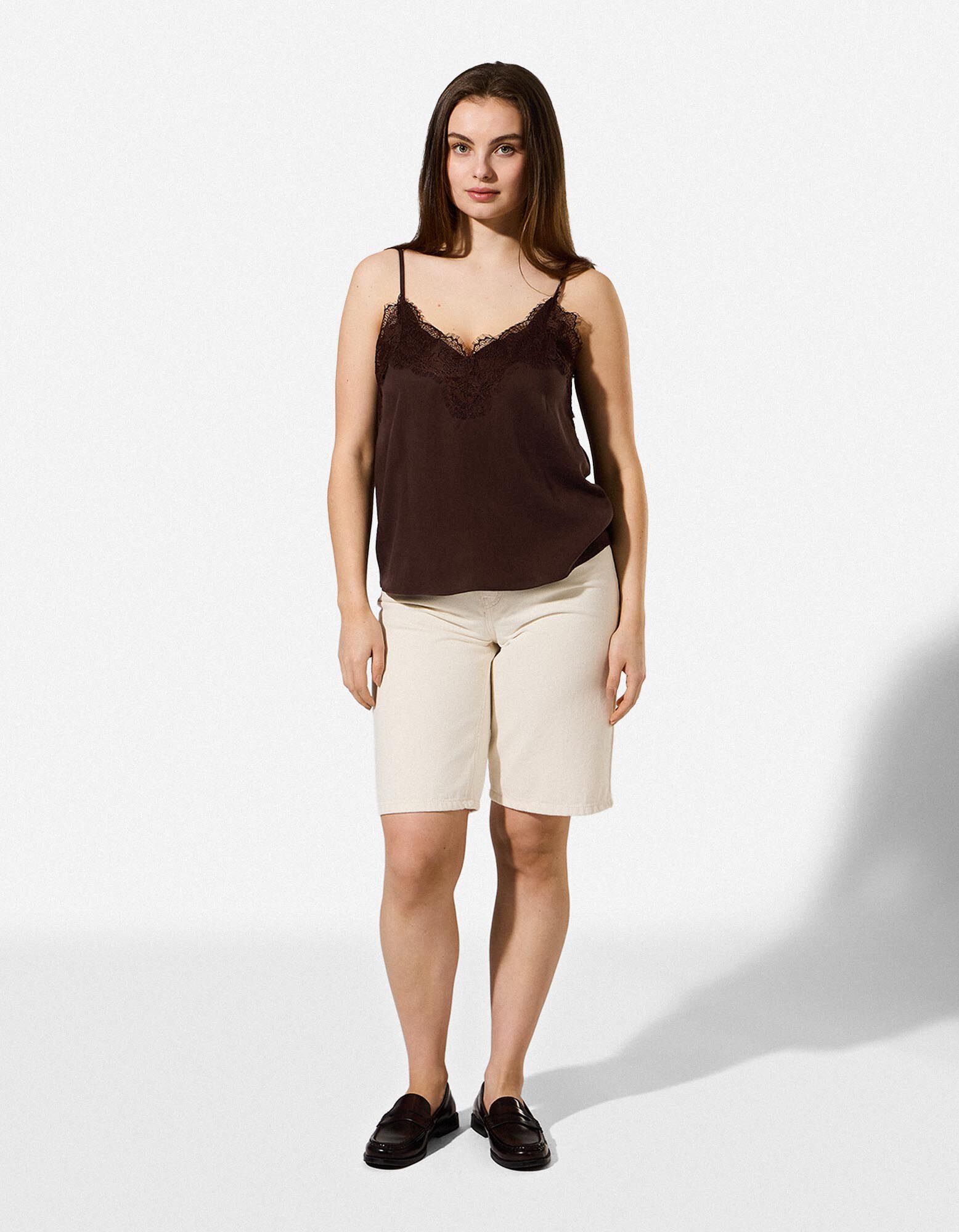 Top - Satin - Dunkelbraun