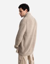 Kardiganas - Šaliko formos apykaklė - smelio spalvos