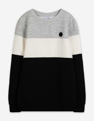 Sweatshirt - Color-Blocking - grau