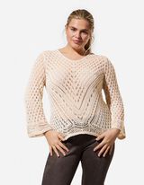 Strickpullover - V-Ausschnitt - wei&szlig;