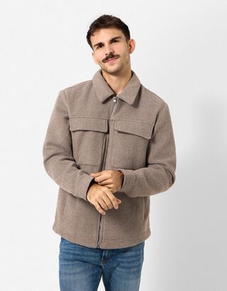 Jacke - Woll-Optik - Beige