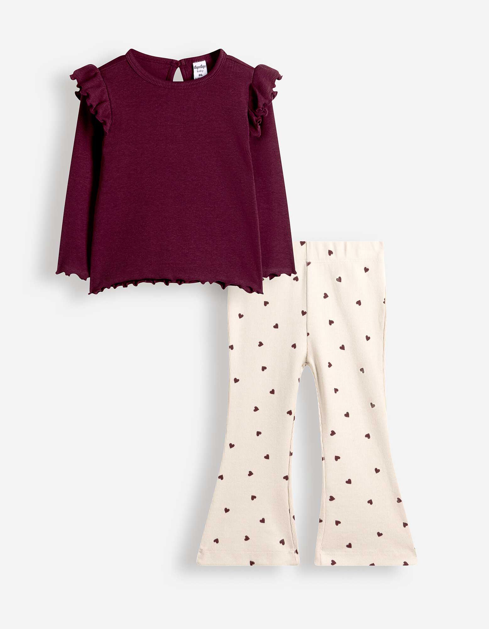 Set van longsleeve en legging - Print all-over - Donkerrood