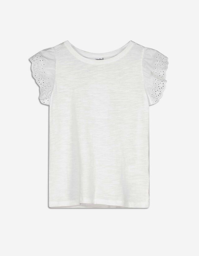 Maglia - Maniche con volant - bianco