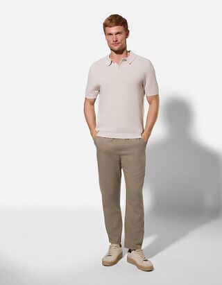 spodnie - mieszanka lniana - bez