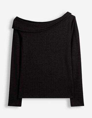 Longsleeve - Off-the-shoulder - Zwart