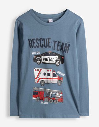 Langarmshirt - Frontprint - blau
